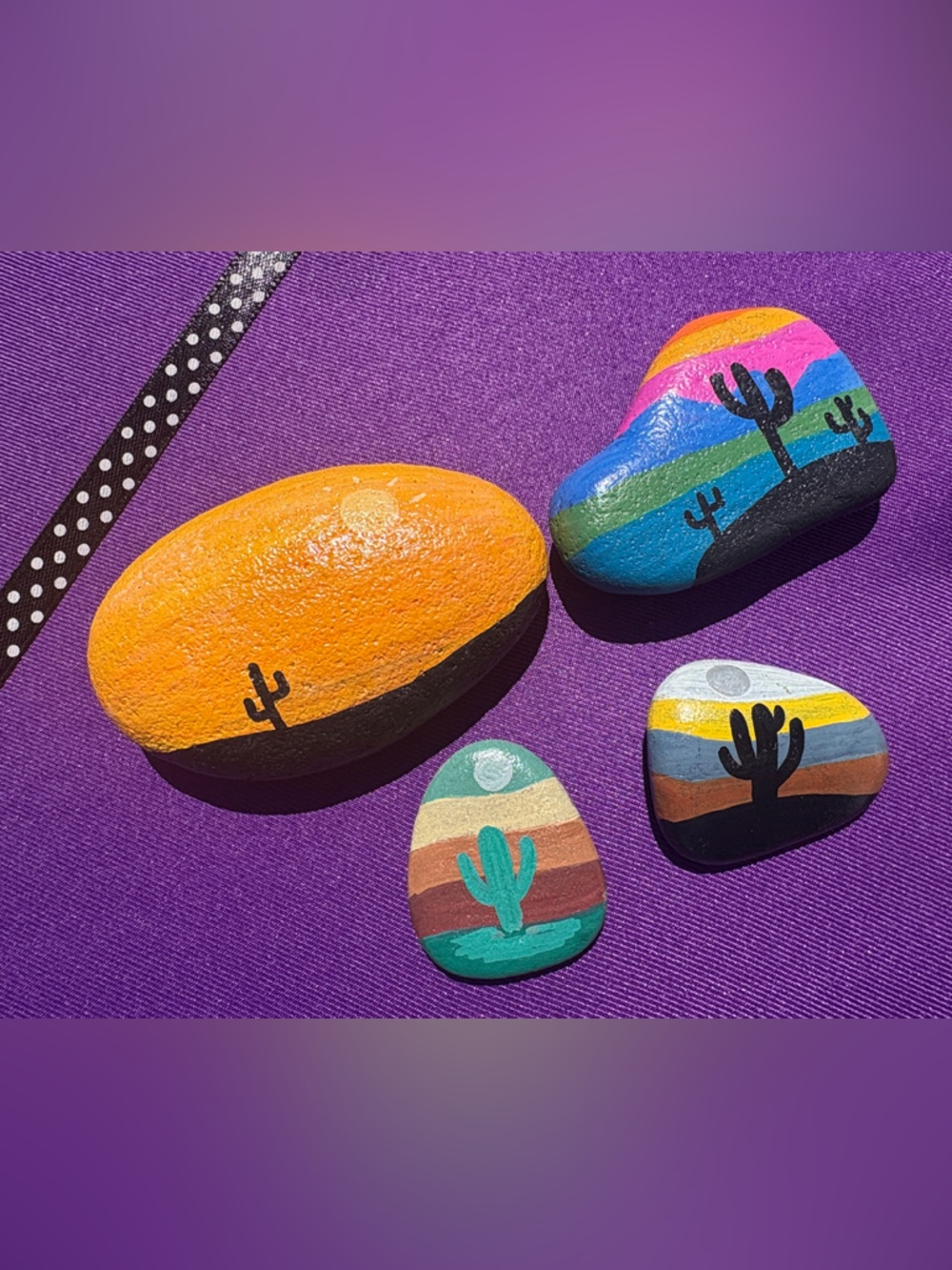 Hand-Painted Desert Cactus Rocks